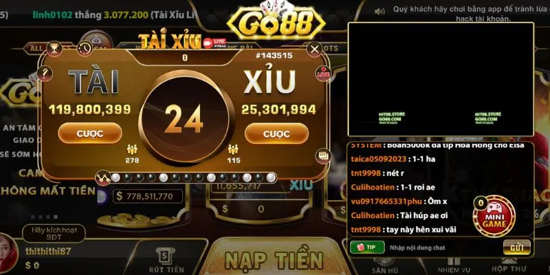 Cá cược tài xỉu đổi thưởng tại Go88 chuẩn xác