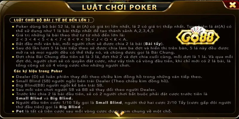 Kinh nghiệm chơi poker online tại cổng game Go88