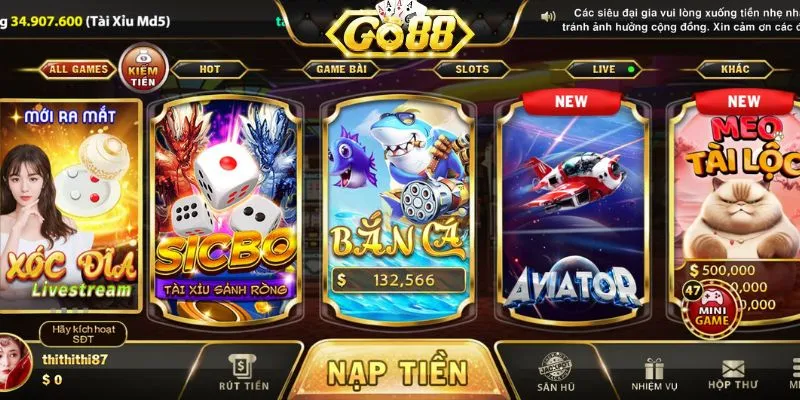 Ưu đãi hoàn trả Go88 áp dụng cho nhiều sảnh game